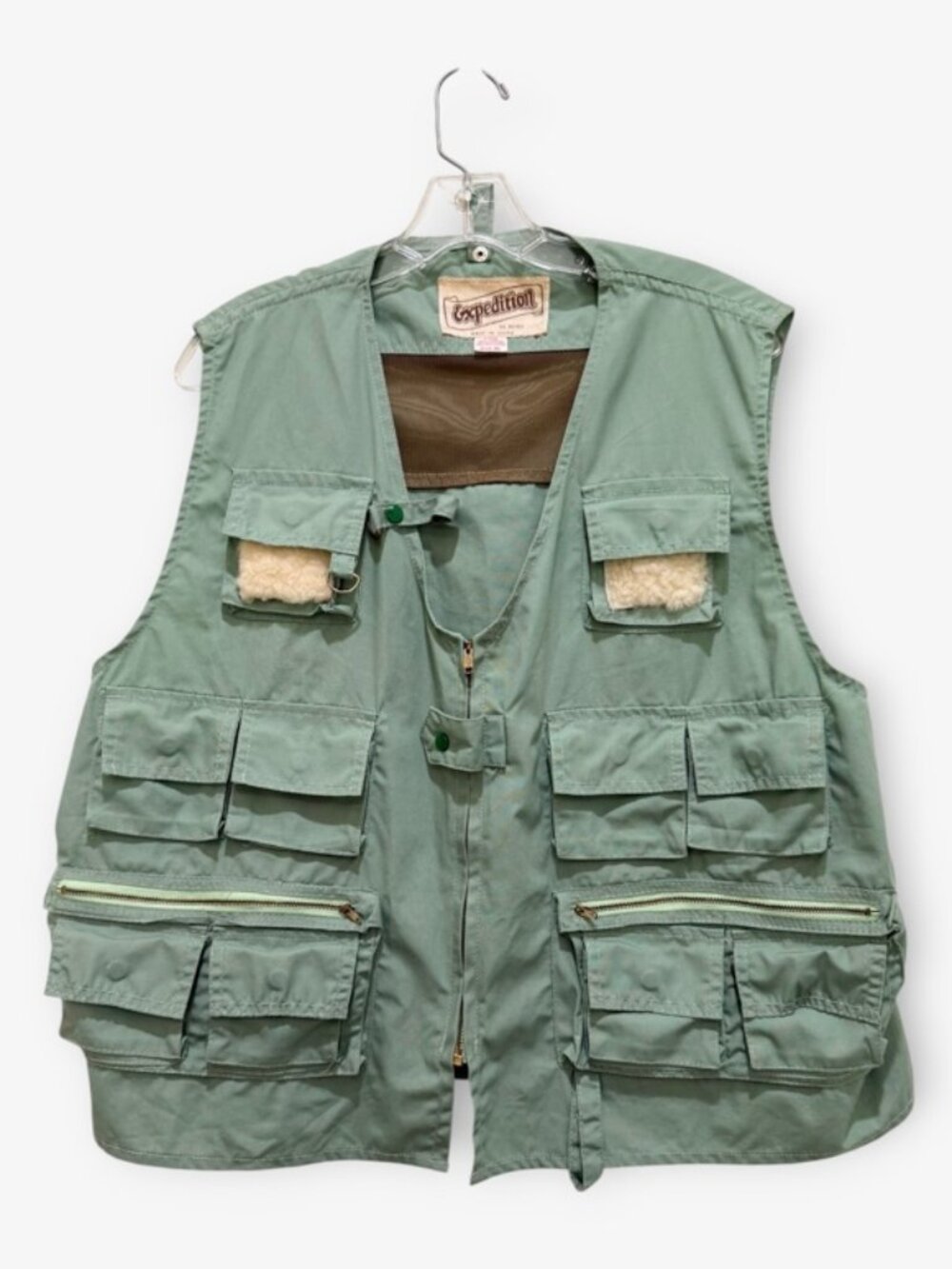 Vintage Expedition Green Fly Fishing Hunting Utility Outdoor Vest Sz XL